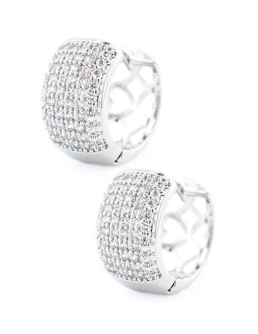 Huggie Zirconia en Baño de Rodio