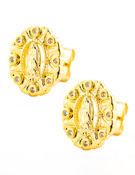 Broquel Virgen Zirconias en Baño de Oro