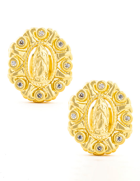 Broquel Virgen Zirconias en Baño de Oro