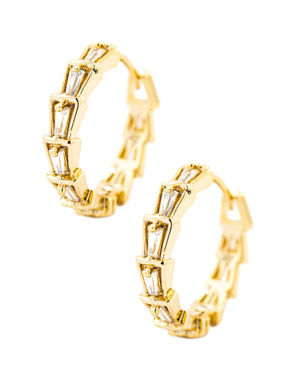 Huggie Trapecios con Zirconia Baño de Oro
