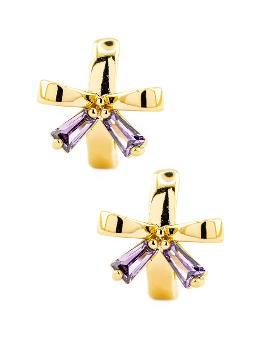 Huggie Moño con Zirconia Baño de Oro