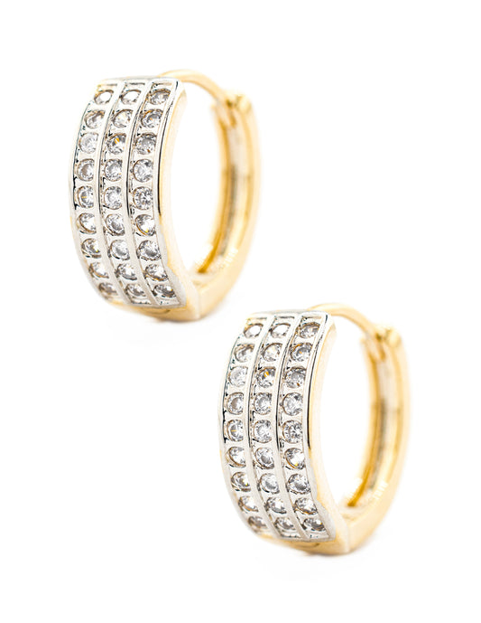 Huggie Bitono con Zirconias Baño de Oro
