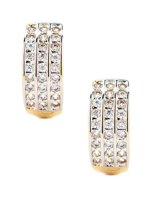 Huggie Bitono con Zirconias Baño de Oro