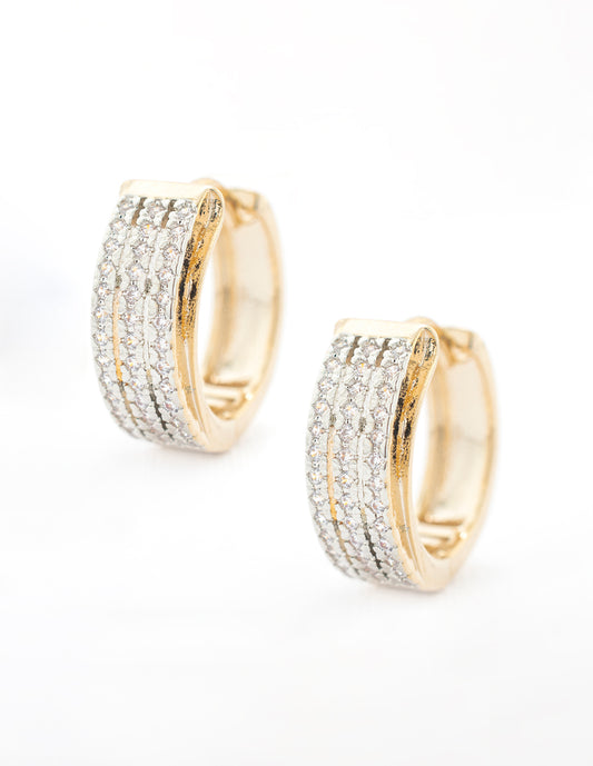 Huggie Bitono Zirconia en Baño de Oro