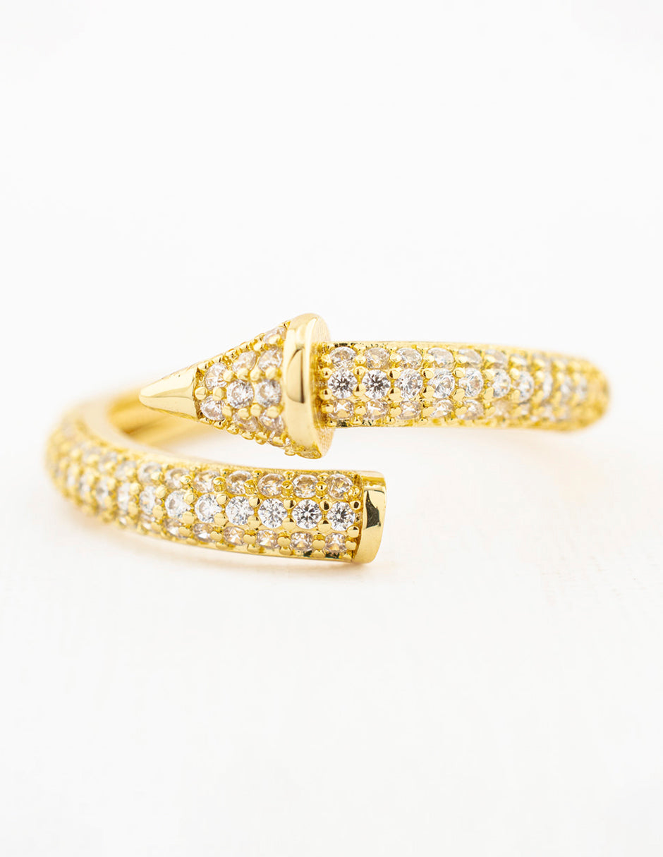 Anillo Tornillo Zirconia en Baño de Oro