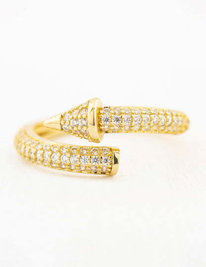Anillo Tornillo Zirconia en Baño de Oro