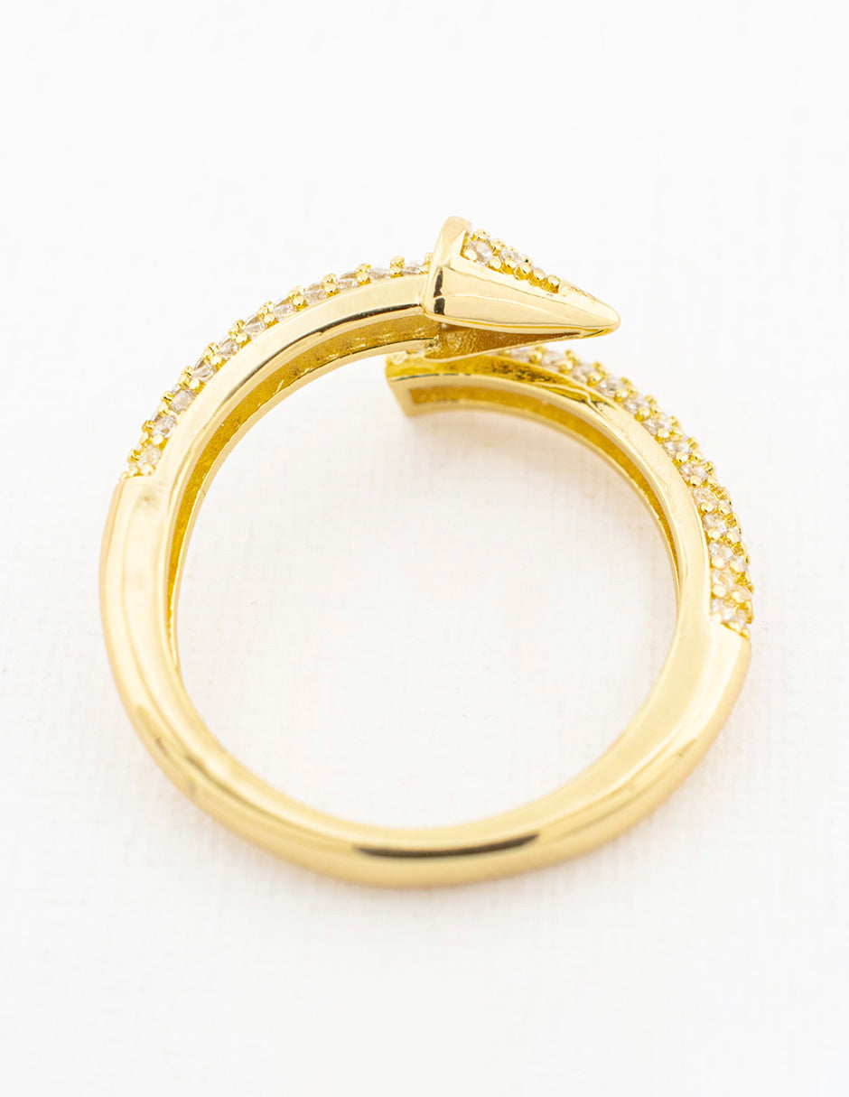 Anillo Tornillo Zirconia en Baño de Oro