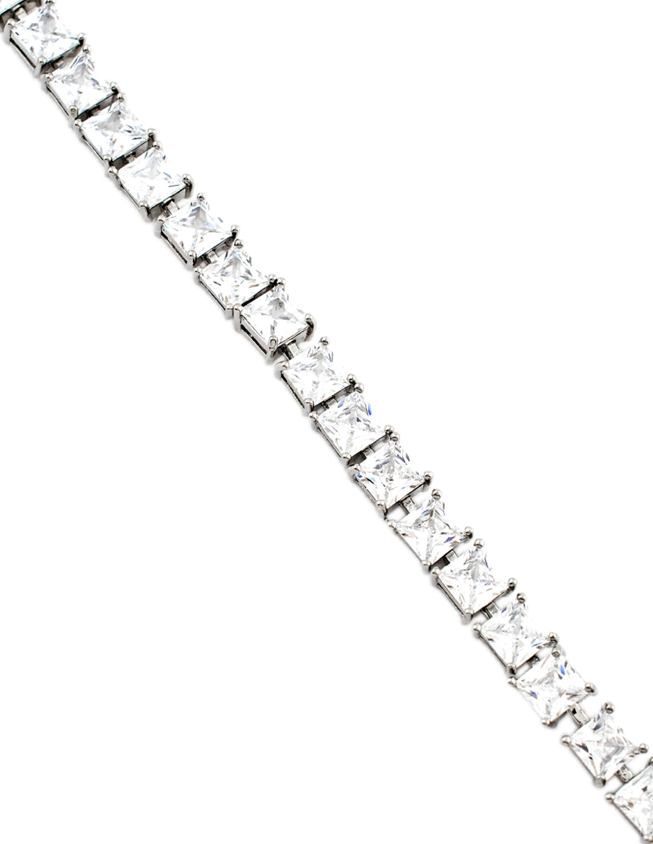 Pulsera de Tenis Triple Línea Zirconia Baño de Rodio