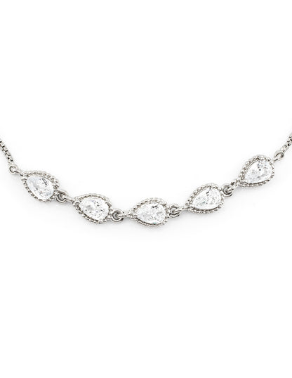 Pulsera Ajustable de Gotas Zirconias en Chapà de Rodio