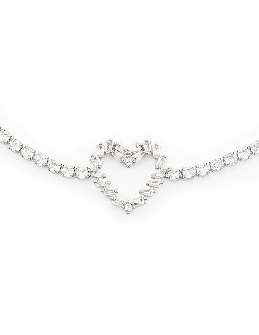 Pulsera Ajustable Corazón con Zirconias Baño de Rodio