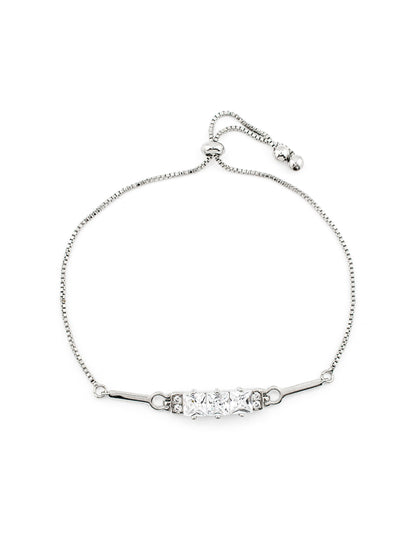 Pulsera Ajustable Zirconias Cuadradas Baño de Rodio