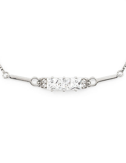 Pulsera Ajustable Zirconias Cuadradas Baño de Rodio