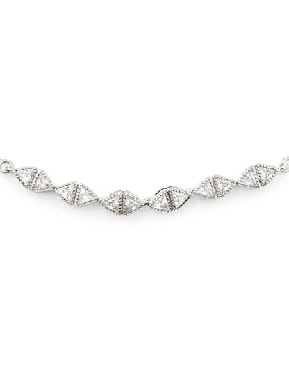Pulsera Ajustable Con Zirconias Triangulares Baño de Rodio
