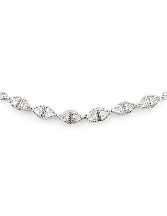 Pulsera Ajustable Con Zirconias Triangulares Baño de Rodio