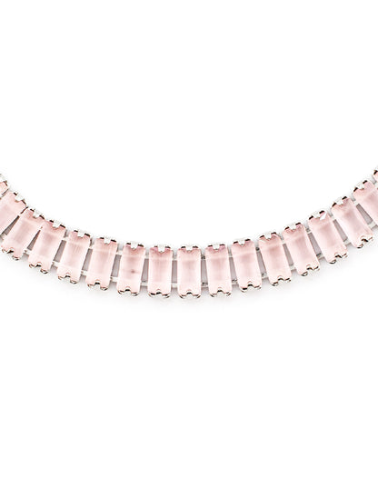 Pulsera De Tenis Zirconia Corte Baguette Rosa Baño de Rodio