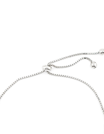 Pulsera Ajustable con Eslabones y Dije de Zirconia Baño de Rodio