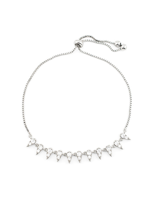 Pulsera Ajustables Espinas con Zirconias Circulares Baño de Rodio
