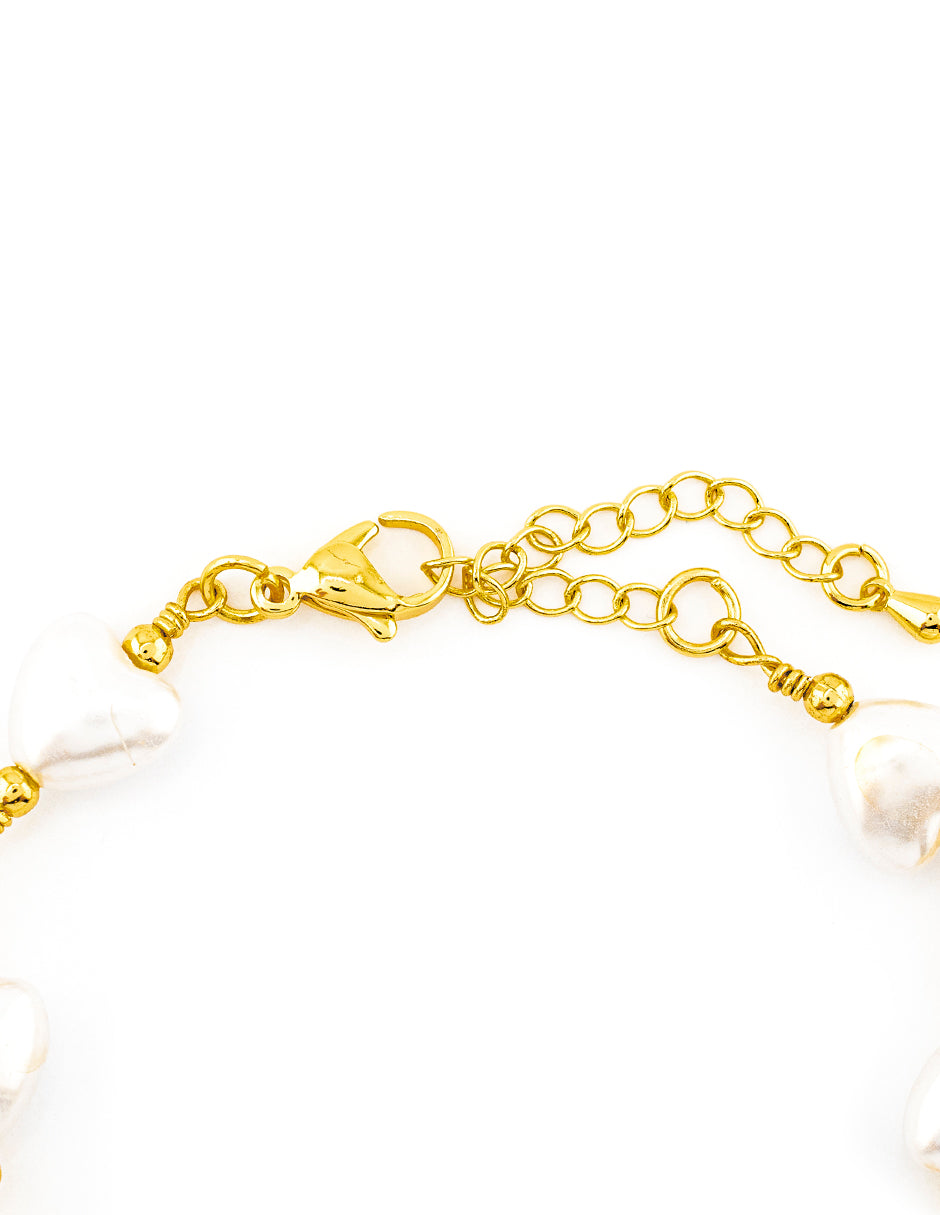 Pulsera Corazón Perla en Baño de Oro