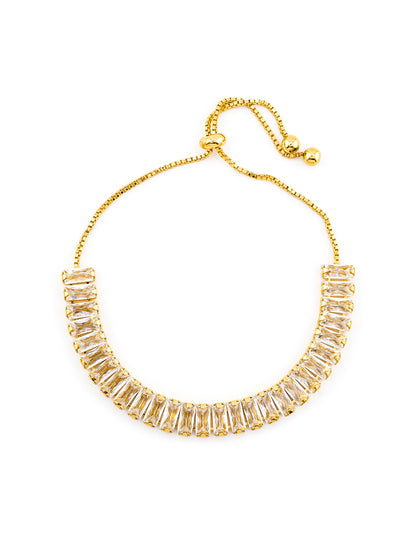 Pulsera Ajustable con Zirconias Corte Baguette Baño de Oro