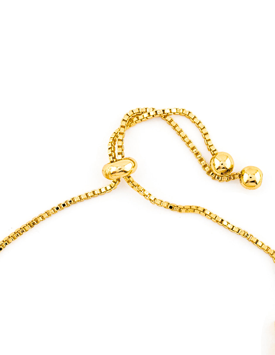 Pulsera Ajustable con Zirconias Corte Baguette Baño de Oro