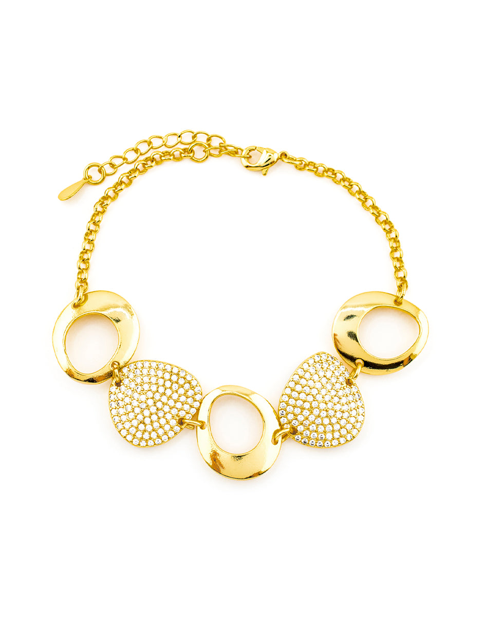 Pulsera Dije Corazón Liso en Baño de Oro