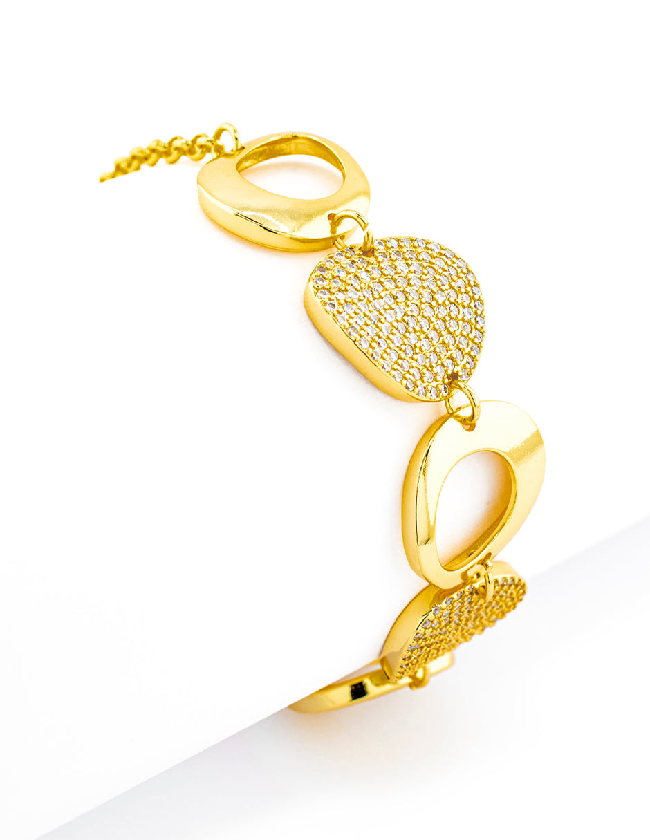 Pulsera Dije Corazón Liso en Baño de Oro