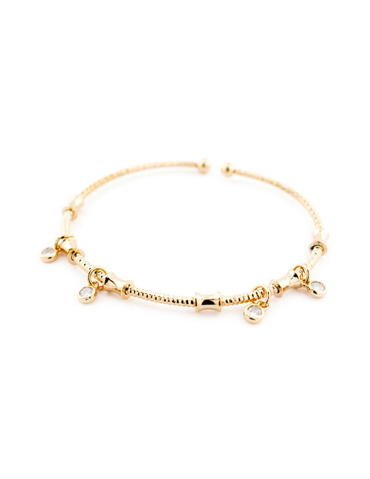 Brazalete Zirconia en Baño de Oro