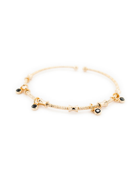 Brazalete Zirconia negra en Baño de Oro