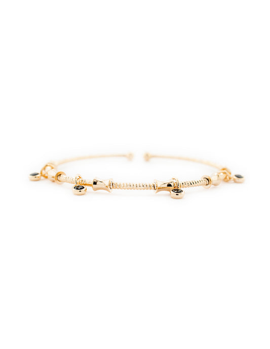 Brazalete Zirconia negra en Baño de Oro