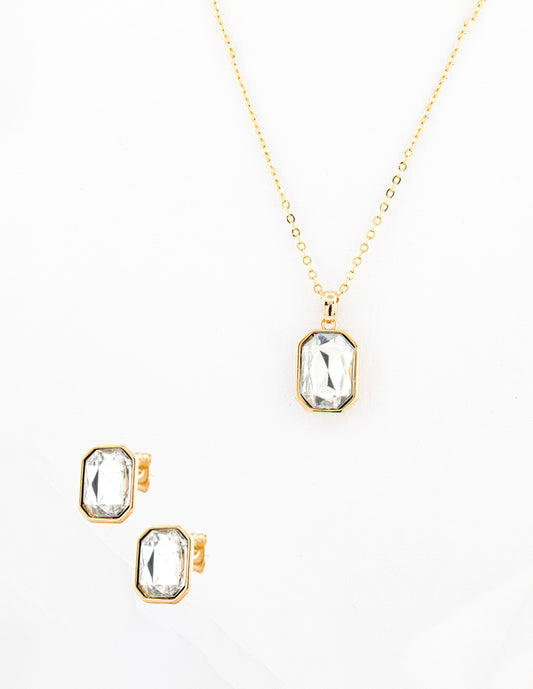 Set Corte Radiante Zirconia en Baño de Oro