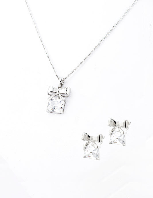 Set Regalo Zirconia en Baño de Rodio