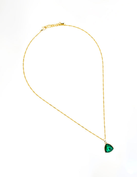 Set Corte Trillon Zirconia Verde Esmeralda en Baño de Oro