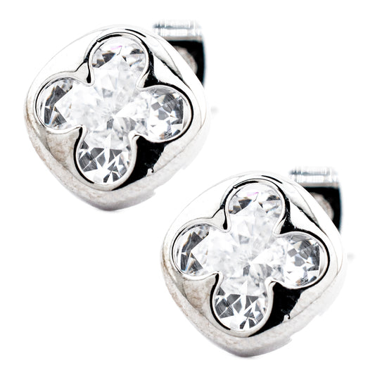 Set Trébol Zirconia en Baño de Rodio