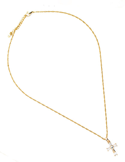 Set Cruz con Zirconia en Baño de Oro