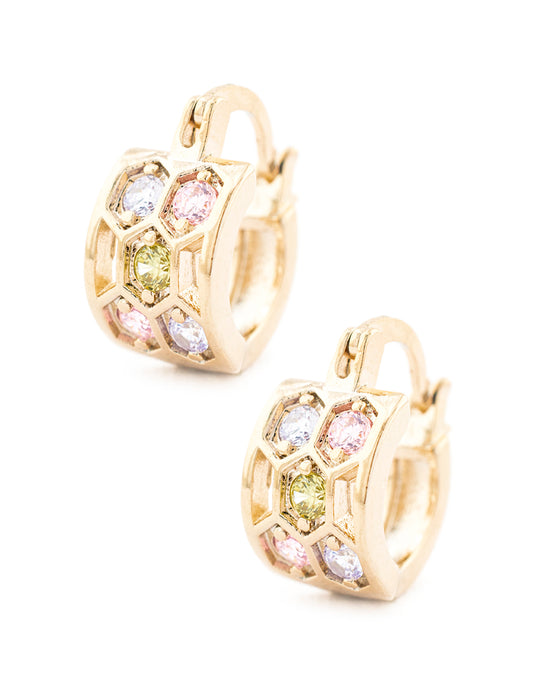 Arracada Zirconia en Baño de Oro