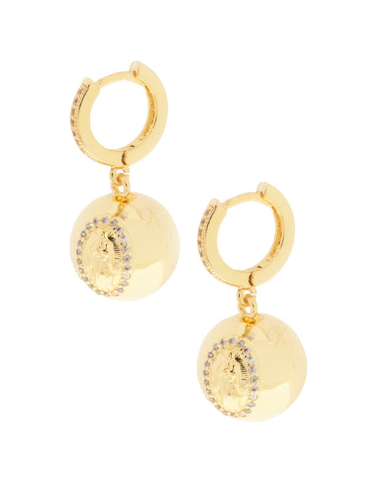 Arete de Bola de la Virgen de Guadalupe en Baño de Oro