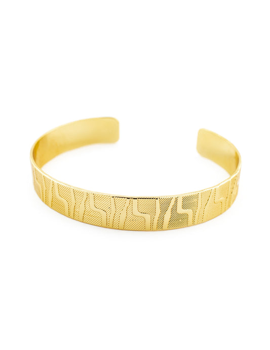 Brazalete Cincelado en Baño de Oro