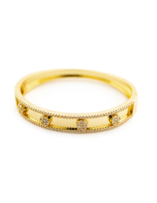 Brazalete Zirconia en Baño de Oro