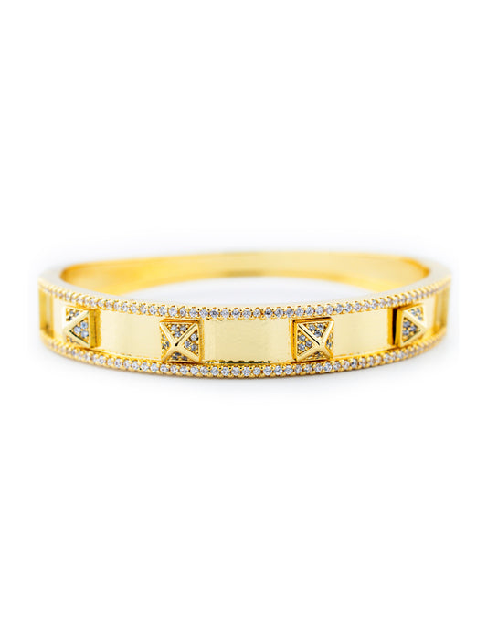 Brazalete Mini Pirámide en Baño de Oro