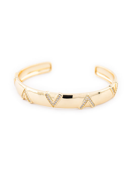 Brazalete Zirconia en Baño de Oro