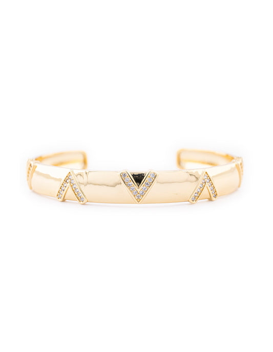 Brazalete Zirconia en Baño de Oro
