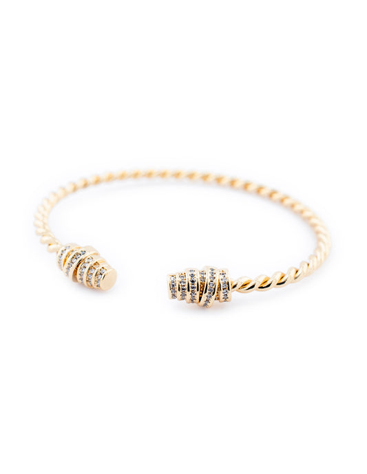 Brazalete Abierto Zirconia en Baño de Oro