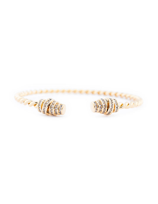 Brazalete Abierto Zirconia en Baño de Oro