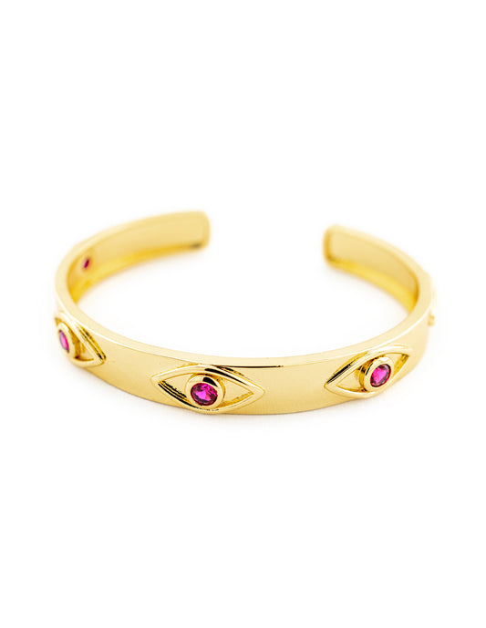 Brazalete Ojo Zirconia en Baño Oro