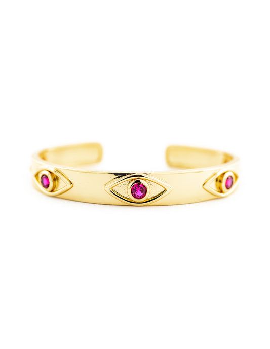 Brazalete Ojo Zirconia en Baño Oro
