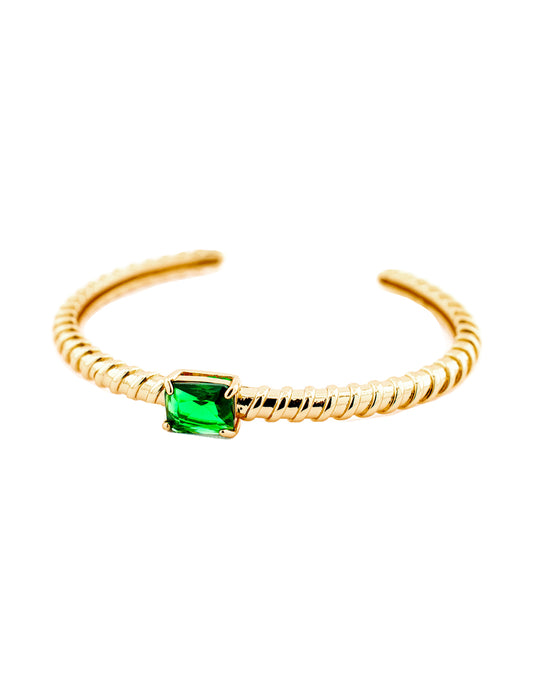 Brazalete Zirconia en Baño de Oro