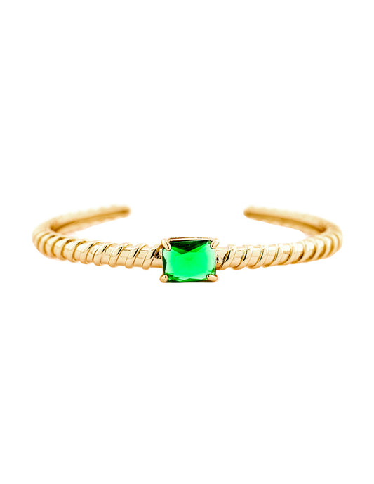 Brazalete Zirconia en Baño de Oro