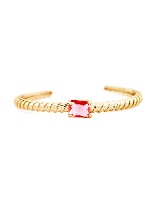 Brazalete Zirconia en Baño de Oro