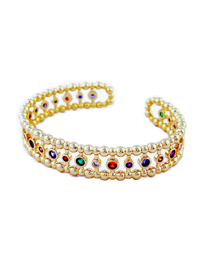 Brazalete Zirconia Colores en Baño de Oro