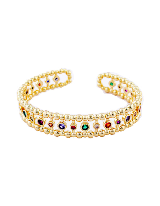 Brazalete Zirconia Colores en Baño de Oro